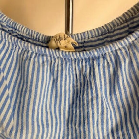 Style & Co. NWT Off-Shoulder Blue Stripe Ruffle Hem Maxi Dress – Size XL - Picture 8 of 9